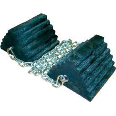 RUMBER MATERIALS Rumber 24121CH5 Lifetime Recycled Rubber Double Wheel Chock Set  60 Chain 2/4121-CH5